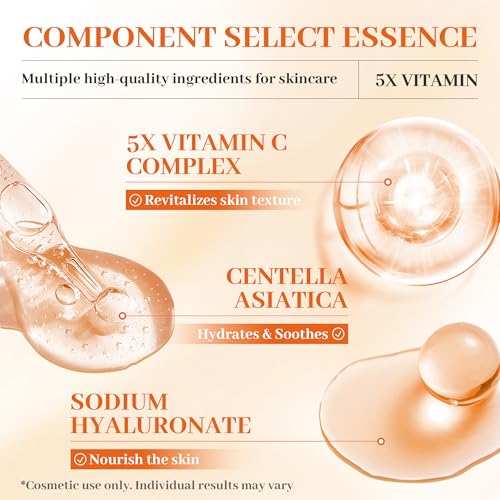 Advanced Vitamin C Gloss Serum - Stabilized Complex with Hyaluronic Acid & Centella | Hydrating Facial Essence for Dullness & Uneven Texture, Sensitive Skin-Friendly Formula, 1 fl oz