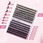 Lash Clusters 280Pcs Cluster Lashes 30D 40D D Curl False Eyelashes Mix9-16mm Eyelash Clusters Individual Cat Eye Lashes Clusters for DIY Cluster Eyelash Extensions at Home (30D+40D-0.07D-9-16MIX)