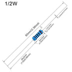 EDGELEC 100pcs 10K ohm Resistor 1/2w (0.5Watt) ±1% Tolerance Metal Film Fixed Resistor, Multiple Values of Resistance Optional