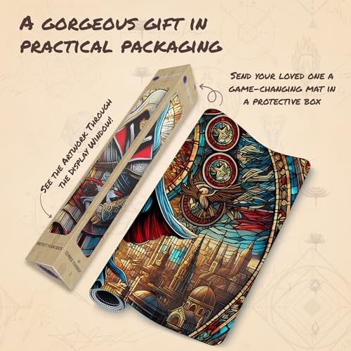 Stained Glass Assassin (Stitched) - MTG Playmat - Compatible with Magic The Gathering Playmat - Play MTG, YuGiOh, TCG - Original Play Mat Art Designs & Accessories