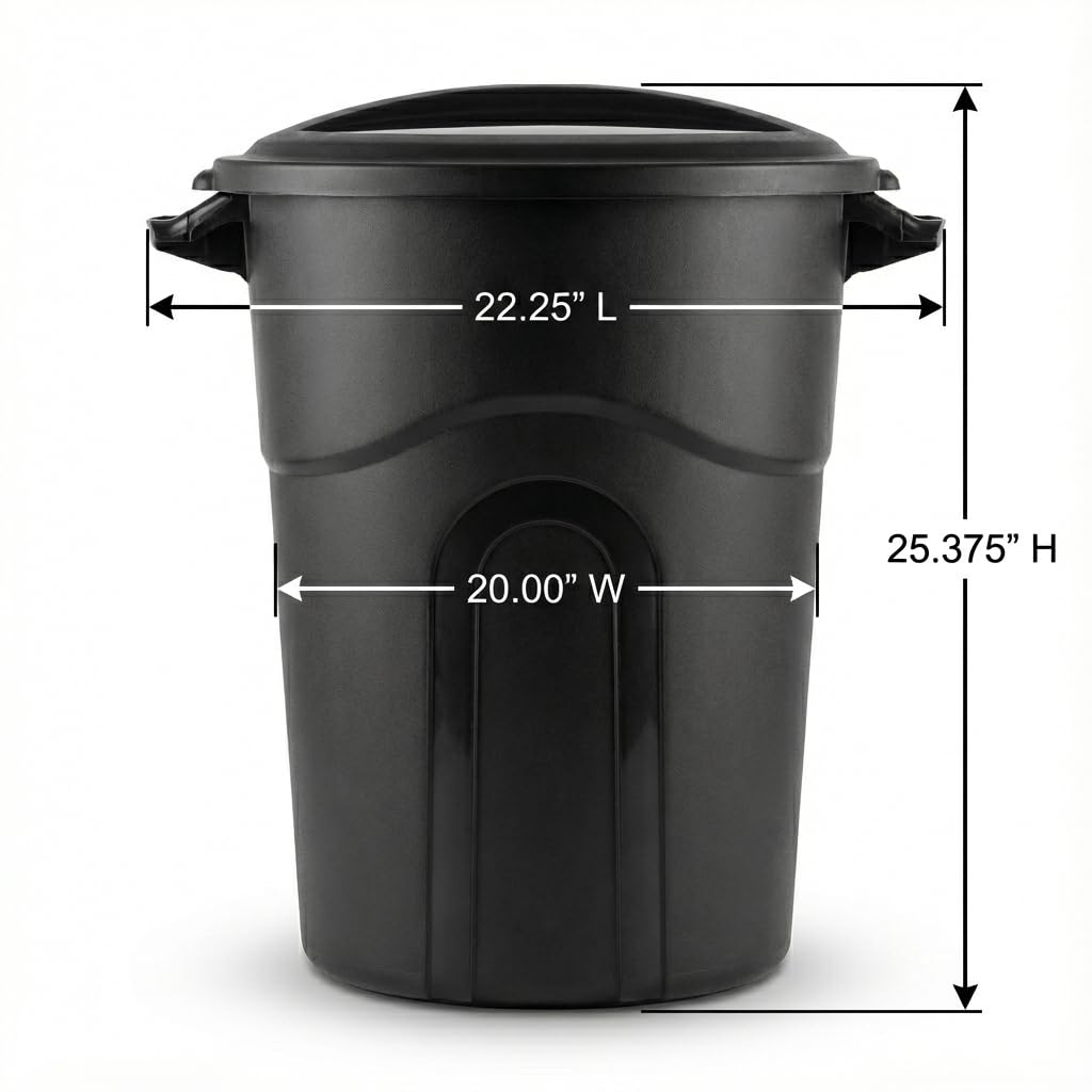 20 Gallon Heavy Duty Trash Can with Secure Click-Lock Lid – Durable All-Weather Plastic Garbage Bin for Outdoor Patio, Garage, Kitchen & Commercial Use – Black Utility Container