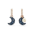 Swarovski Sublima drop earrings, Asymmetrical design, Moon, Multicolored, Rose gold-tone Finished