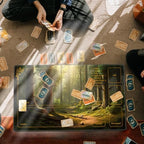 DEGDFSGR for MTG Playmat with Zones 27.5" x 15.74" for TCG Playmat Non-Slip Rubber Base Commander Playmats for Card Playmats Iorcana Trading Card Game, Sunshine Fairy Tale Forest