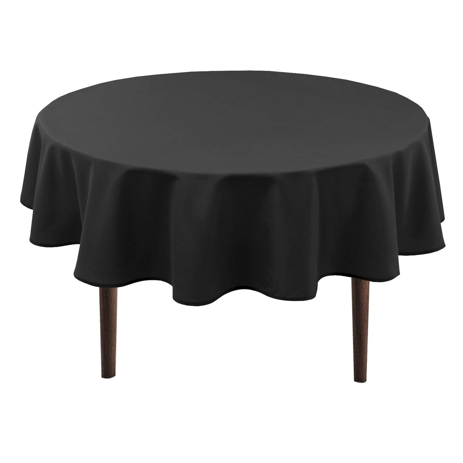 Hiasan Black Round Tablecloth 70 Inch - Waterproof Stain Resistant Spillproof Fabric Washable Table Cloth for Dining Room Kitchen Party