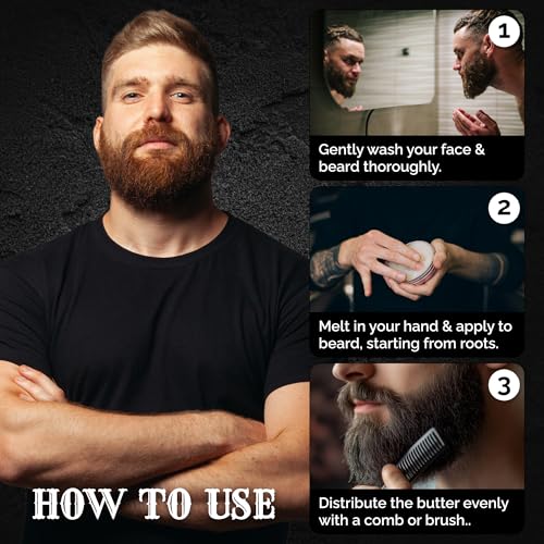 Beef Tallow Beard Butter for Men - 4oz - Hydrating Sandalwood Beard and Skin Balm with Shea Butter - Deeply Moisturizing Tallow