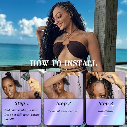 200g Curly Braiding Hair for Boho Braids 18 Inch Deep Wave Bulk No Weft Wet and Wavy Crochet Hair for Women Knotless Braiding Hair Extensions 4 Packs Natural Black