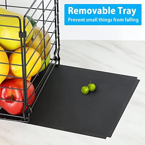 3-Tier Fruit Basket Stand for Kitchen, Wire Market Basket Food Storage Stand with Wheels, Vegetable Produce Pantry Basket Organizer