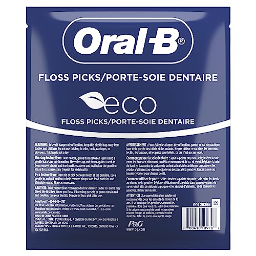 Oral-B eco Sustainable Dental Floss Picks, Mint, 75 Picks (Pack of 4)