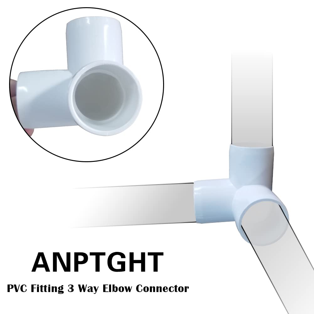 ANPTGHT 1-1/2" 90 Degree PVC Elbow Fitting, Furniture Grade 2 Way Right Angle Elbow Side Outlet PVC Corner Fittings for DIY Building Furniture Greenhouse Shed Pipe Fittings Tent Connection(Pack of 8)