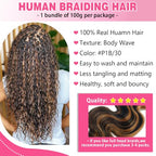 Body Wave Curly 1B/30 Human Braiding Hair 100g One Bundle/Pack Bulk Human Hair for Braiding No Weft Human Hair Braiding Hair for Boho Braids (20 inch, Body Wave 1B/30)