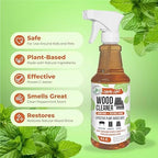 Mighty Mint Wood Cleaner and Conditioner, Non-Toxic, Spray Cleans and Renews Wood, Natural Peppermint Scent, 16oz