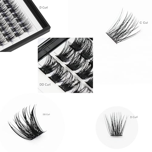 Mixed Size Kit with Applicator and Lash Bond & Seal 8-14mm/10-16mm/14-20mm Mix D Curl/DD Curl Makeup Cluster Grafting Eyelashes Individual Extension (8-14mm Mixed Lashes Kit)