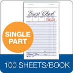 Adams Guest Check Pad, Single Part, White, 3-11/32" x 5-7/16", 100 Sheets/Pad, 12 Pads/Pack (2100-12)