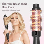 Thermal Brush Blowout, Curling Iron 1.5 Inch Thermal Round Hair Curling Brush with 5 Temp Settings, Universal Voltage, Tourmaline Ceramic, Negative Ion Technology, New Update Rose Gold