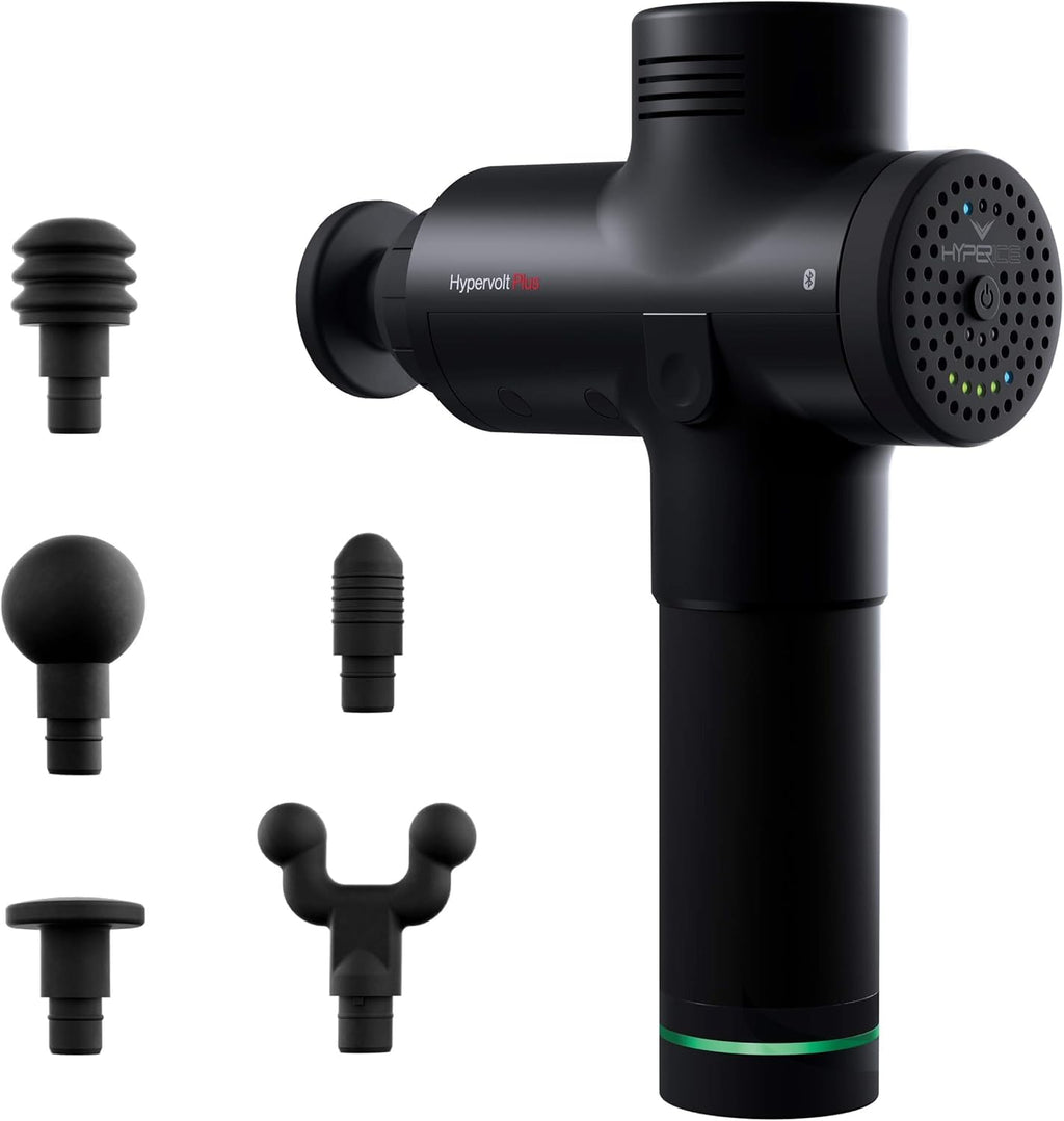 Hypervolt Plus, Featuring Quiet Glide Technology - Handheld Percussion Massage Gun | 3 Speeds, 5 Interchangeable Heads | Helps Relieve Sore Muscles and Stiffness (Hypervolt Plus w/Bluetooth)