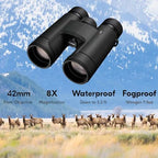 Nikon PROSTAFF P7 8x42 (16772) Black Binoculars Bundle with Lens Pen and Cleaning Cloth, Compact Binoculars for Adults for Hunting, Bird Watching, and Hiking Essentials, Zoom Lightweight Travel