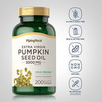 Piping Rock Pumpkin Seed Oil Capsules 3000mg | 200 Count | Cold Pressed Herbal Supplement | Extra Virgin | Non-GMO, Gluten Free