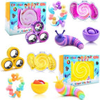 Cevioce 10Pcs Fidget Toys Adults Pack,Stocking Stuffers for Teens Boys Girls,Autism Sensory Toys with Fidget Spinner Slug Magnetic Rings,Squishy Fidget Toys ADHD Stress Relief,Party Favor for Kid-PY