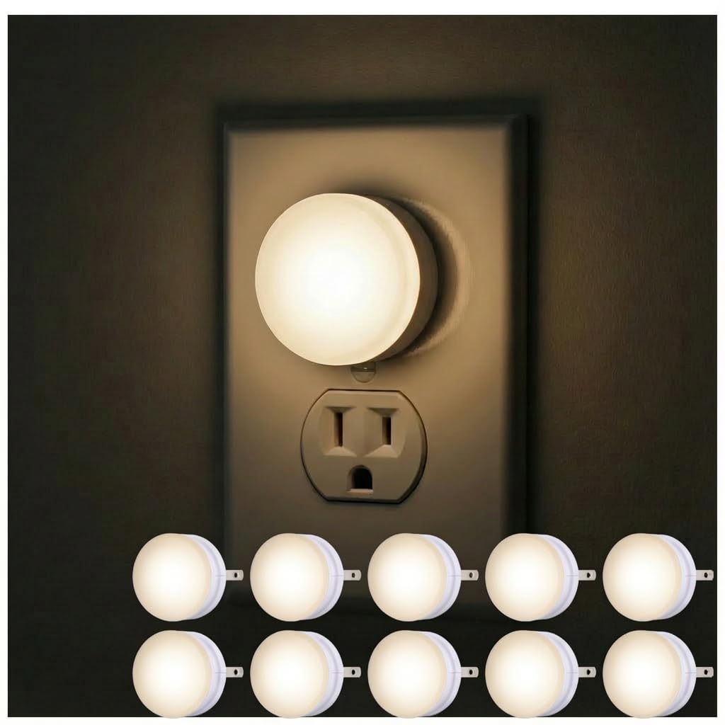 Lights by Night, LED Night Lights Plug Into Wall, 10-Pack, Dusk to Dawn Auto On/Off Sensor, Soft White, Plug In Nightlight Perfect for Adults, Kids, Bedroom, Bathroom, Hallway, Kitchen