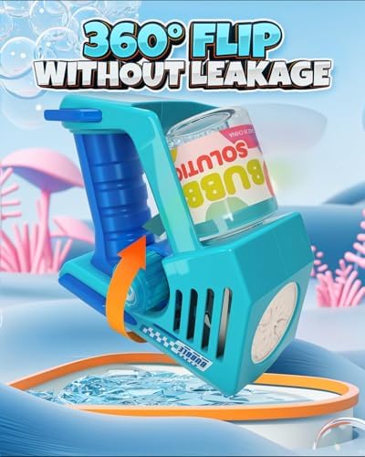 Bubble Gun 2 Packs for Kids, Automatic Bubble Machine with 2 Bottles &25 Bags Refill Solution, Bubble Maker Gifts for Kids, Outdoor Game Toys for Boys&Girls Ages 3+ (Blue&Green(10-Hole))