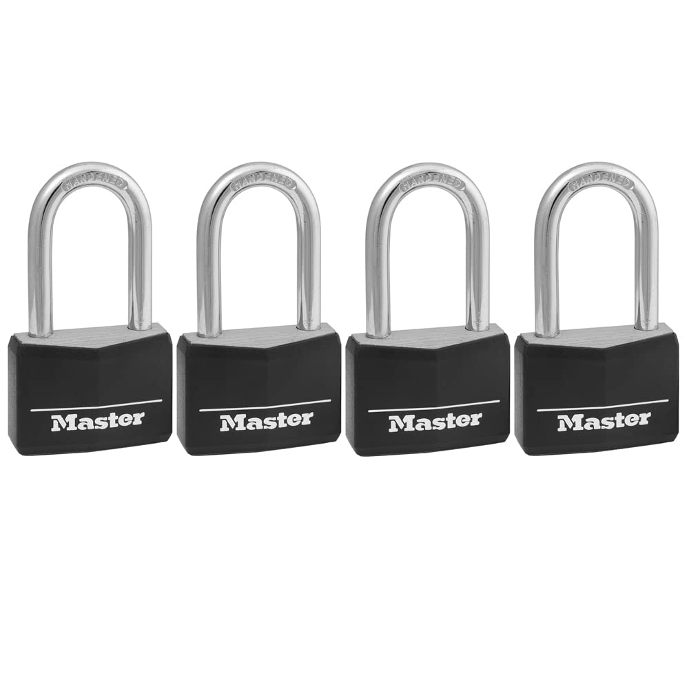 Master Lock Covered Aluminum Padlock with Key, 141QLF, 4 Pack Keyed Alike
