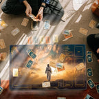 for MTG Playmat with Zones 24 x 14 inches for TCG Playmats Non-Slip Rubber Base Commander Play Mat for Magic The Gathering Playmat Iorcana Trading Card Game, Jesus Walked in The Clouds