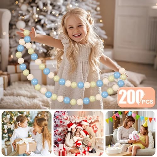 GOGOSO Balls for Ball Pit - Plastic Ball for Toddlers 1-3, Baby Kids Ball Pool Decoration,Creamy Green+Creamy Blue+ Soft White,200pcs