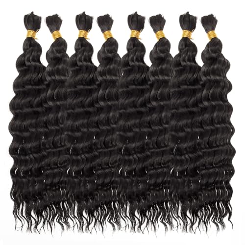 YXCHERISHAIR 8 Packs Boho Hair For Braiding Curly Braiding Hair for Boho Braids Ombre Deep Wave Bohemian Hair Extensions No Weft (1B, 14inch)