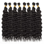 YXCHERISHAIR 8 Packs Boho Hair For Braiding Curly Braiding Hair for Boho Braids Ombre Deep Wave Bohemian Hair Extensions No Weft (1B, 14inch)
