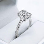 Bo.Dream Cushion Cut Cubic Zirconia CZ Engagement Rings for Women Platinum Plated Sterling Silver (6)