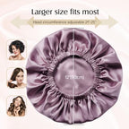 YFONG Double Layered 100% Silk Bonnet for Sleeping Women, 22 Momme Pure Mulberry Silk Sleep Cap with Adjustable Elastic Band Stay On Head，Reduce Frizz, Keep Hairstyle, Soft & Breathable, PlumPurple, M
