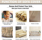 OQHAIR Stretch Prints Sofa Cover Dustproof Anti Slip Sofa Slipcover Universal with Skirt Sofa Cover for 3 Cushion Couch Furniture Protector Living Room -D-2Seat