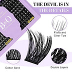 B&Qaugen Lash Clusters 208 PCS Cluster Lashes Individual Lashes B05+B06 Eyelash Extensions 10-18mm DIY Lash Extensions D Curl Volume Wispy Soft Comfortable Band False Lashes (D-10-18MIX)