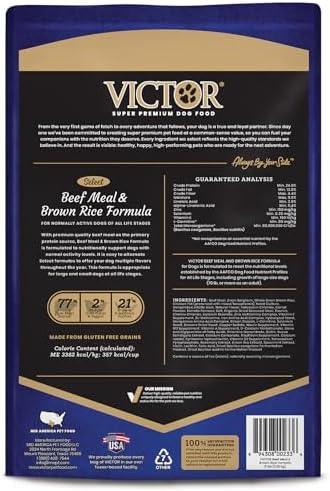 Victor Super Premium Dog Food – Select - Beef Meal & Brown Rice Formula – Gluten Free Beef Meal Dry Dog Food for All Normally Active Dogs of All Life Stages, 5 lbs