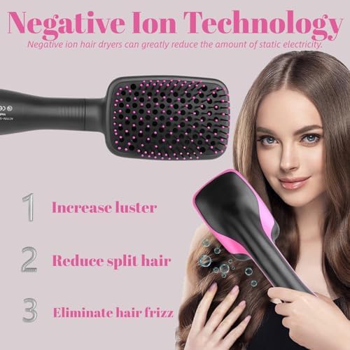 Hair Dryer Brush Blow Dryer Brush in One, 3 in 1 One Step Hair Dryer and Styler, Negative Ion Hair Dryer Straightener Hot Air Brush Hair Styling Tool for Straightening Drying Smooth Hair