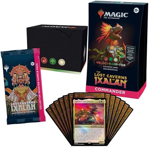 Magic: The Gathering The Lost Caverns of Ixalan Commander Deck - Veloci-ramp-tor (100-Card Deck, 2-Card Collector Booster Sample Pack + Accessories)