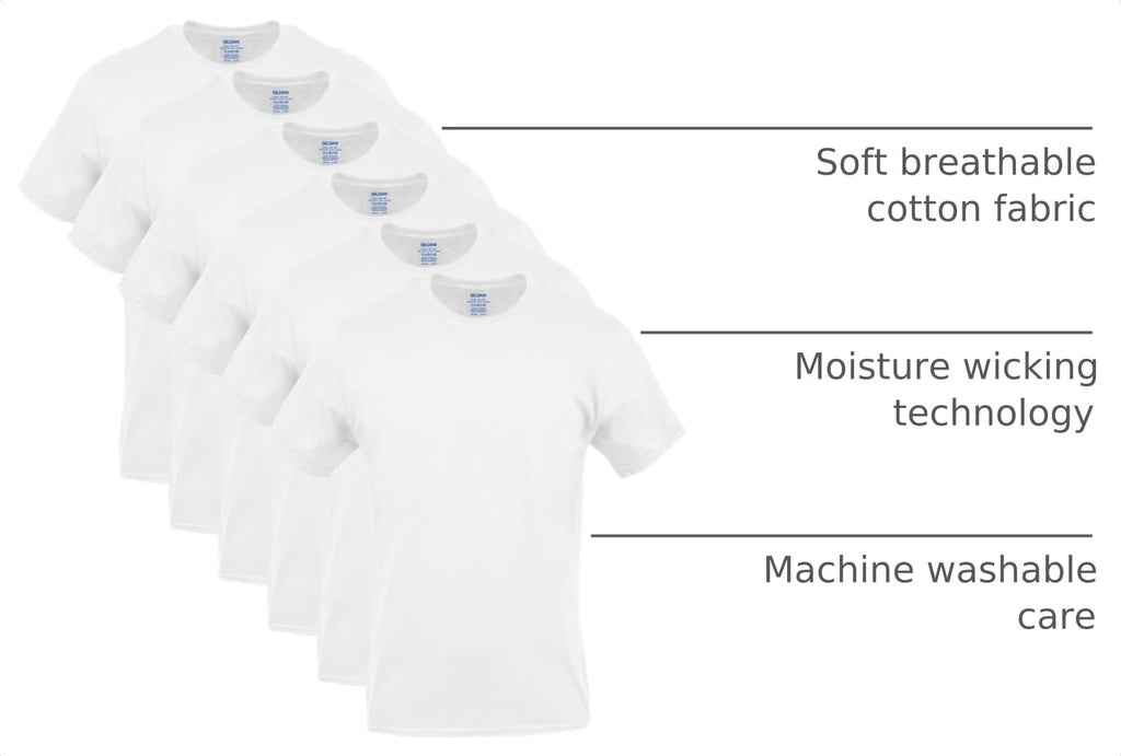 Gildan Men's Crew T-Shirts, Multipack, Style G1100, White (6-Pack), Medium