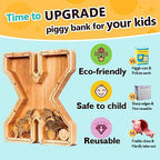 SummiDate Wooden Letter Piggy Bank| Piggy Bank for Boys Girls Toddler| Alphabet X Money Bank| Coin Bank Birthday Gift for Kids|Birthday Gift for Kids (X)