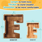 Summidate Large Wooden Piggy Bank for Kids Adults, Alphabets Letter A-Z Piggy Bank for Boys Girls, Coins Bills Change Bank Box Personalized Initial Name Kids Money Bank for Birthday Present and Decor