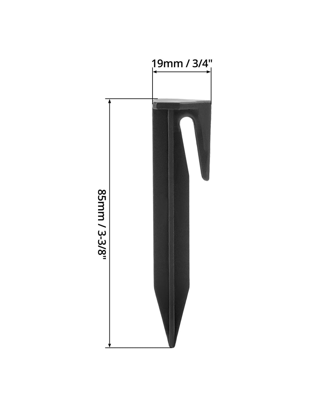 QWORK Plastic Boundary Wire Stakes, 200 Pcs, 3.35in, Black, Bayonet Tip, Garden Edging, Lawn Nails, Wire Pegs, Landscape Anchoring Spikes, Pet Fence, Mower Compatible