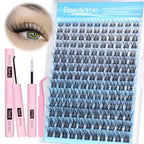 Pawotence Lash Clusters Kit Wispy Lash Extension Kit 8-16mm Natural Cluster Eyelash Extension Kit Individual Lashes 154pcs C Curled Eyelash Clusters with Lash Bond and Seal, Lash Tweezers for Self Use