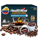 Healthwise Low Acid Unflavored Decaf, Chemical-Free Swiss Water Process, 99.9% Caffeine Free, 100% Colombian Coffee K-Cups – Medium Roast, Healthier Coffee for Sensitive Stomachs - 36 Count (Pack of 3)