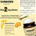 Pure Whipped Tallow Balm | 100% Organic Grass-Fed Beef Tallow Face Moisturizer & Lip Balm (4oz, Vanilla Hint)