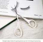 Eyebrow Scissors Self Care Tools Small Scissors for Facial, Nose, Eyebrow, Mustache, and Beard Hair Trimming & Grooming, Straight Edge, White Short Cap