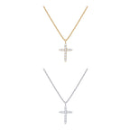 PAVOI CZ Cross Pendant Necklace for Women, 14K Gold Plated, Two Tone Gold