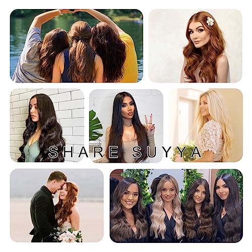 SUYYA Clip in Hair Extensions Real Human Hair,Human Hair Extensions Clip ins Straight Human Hair Clip ins Double Weft Hair Extensions Clip ins 7pcs 120g(18 inches #2 Darkest Brown)
