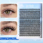 Lash Clusters Kit 9mm-16mm Eyelash Clusters C curl Lash Extension Kit Individual Lashes Cluster DIY Wispy Volume Lashes Natural Eye Lash Clusters False Mink Lash Trays with Lash Bond&Tweezers