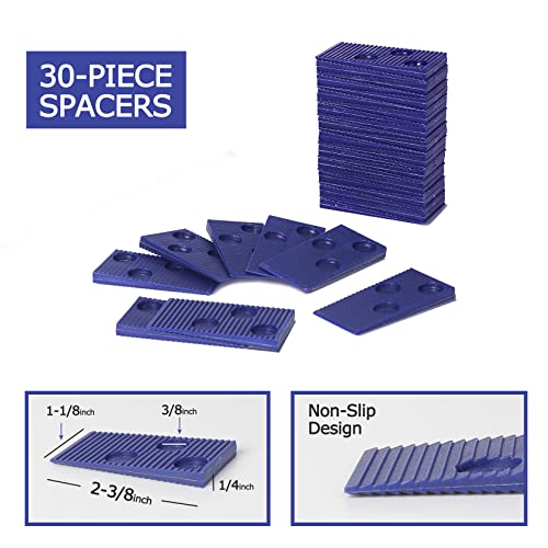 WORKPRO Laminate Wood Flooring Installation Kit with Reinforced Double-Faced Mallet, Heavy Duty Pull Bar, Tapping Block and 30-Piece Spacers Included,Multicolor