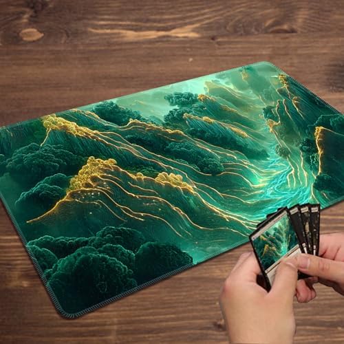 MTG Playmat Magic Card Playmat Game Mat,TCG & CCG Card Games Mat with Free Storage Bags Size 24 x 14 Inches (No with Zones,Mountain4)
