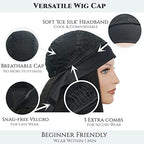Kinky Straight Headband Wig, Soft & Natural as Human Hair, Glueless Headband Wigs for Black Women, Long Black Italian Yaki Synthetic Half Wig (1B Natural Black, 24 Inch)